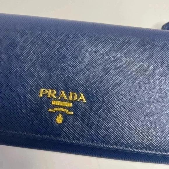PRADA Saffiano Leather Long Wallet With Gold Hardware Blue Box included - Picture 16 of 16